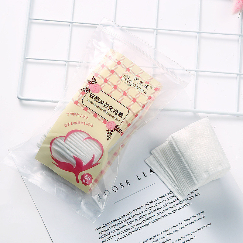 50 buc/sac pentru eliminarea machiajului pentru față, bumbac, grăsime, nețesute pentru demachiere, șervețele de machiaj cu două fețe.