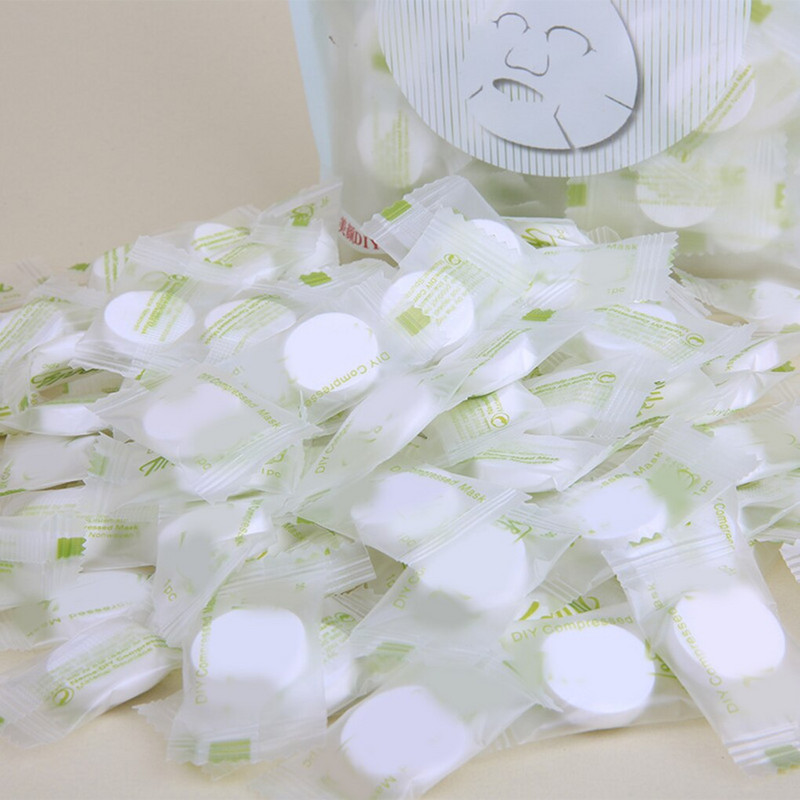 100 buc. Mască hidratantă comprimată de unică folosință ultra-subțire Mască din bumbac pur Instrument de îngrijire a pielii faciale