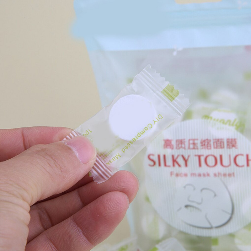 100 buc. Mască hidratantă comprimată de unică folosință ultra-subțire Mască din bumbac pur Instrument de îngrijire a pielii faciale
