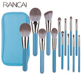Set de pensule de machiaj RANCAI 13 buc cu sac de piele Fond de ten Pudră Fard de ochi Fard de pleoape Perie pentru sprâncene Păr moale Instrument de machiaj cosmetic