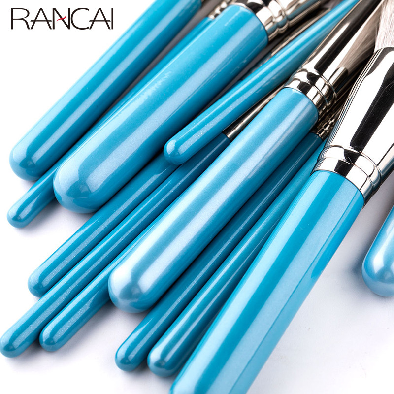 Set de pensule de machiaj RANCAI 13 buc cu sac de piele Fond de ten Pudră Fard de ochi Fard de pleoape Perie pentru sprâncene Păr moale Instrument de machiaj cosmetic