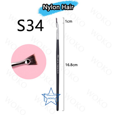 Perie pentru contur sprâncene Perie pentru creion de ochi Perie profesională pentru sprâncene cu ventilator mic, perie de machiaj de înaltă calitate, instrumente S36