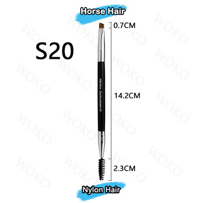 Perie pentru contur sprâncene Perie pentru creion de ochi Perie profesională pentru sprâncene cu ventilator mic, perie de machiaj de înaltă calitate, instrumente S36