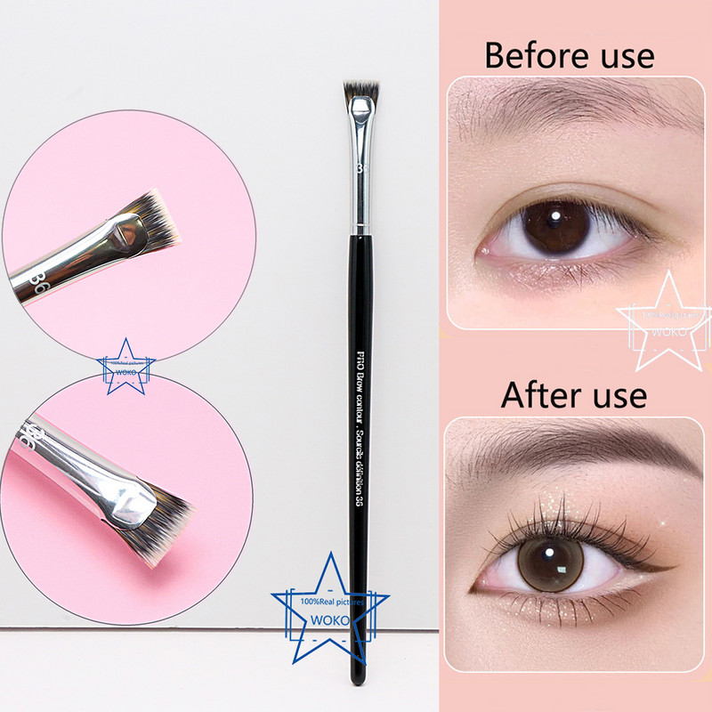 Perie pentru contur sprâncene Perie pentru creion de ochi Perie profesională pentru sprâncene cu ventilator mic, perie de machiaj de înaltă calitate, instrumente S36