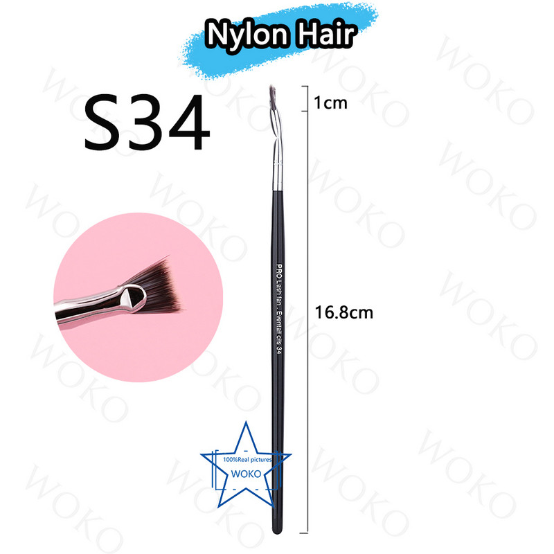 Perie pentru contur sprâncene Perie pentru creion de ochi Perie profesională pentru sprâncene cu ventilator mic, perie de machiaj de înaltă calitate, instrumente S36