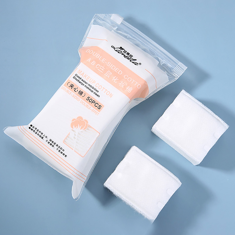 50 buc Șervețele de curățare a feței din bumbac natural moale cu trei straturi Tampoane demachiante Cosmetice Frumusețe Machiaj Instrumente pentru curățarea feței