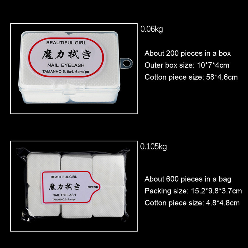Șervețele pentru unghii, proaspăt moi și absorbabile, fără scame, pentru curățarea genelor.