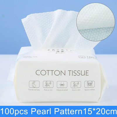 50/100 τμχ Μαντηλάκι καθαρισμού που πλένεται Πετσέτα ντεμακιγιάζ προσώπου μιας χρήσης Βαμβακερό σεντόνι Παχύ στεγνό και υγρό, μαλακό χαρτί προσώπου