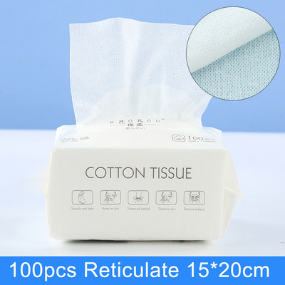 50/100 τμχ Μαντηλάκι καθαρισμού που πλένεται Πετσέτα ντεμακιγιάζ προσώπου μιας χρήσης Βαμβακερό σεντόνι Παχύ στεγνό και υγρό, μαλακό χαρτί προσώπου