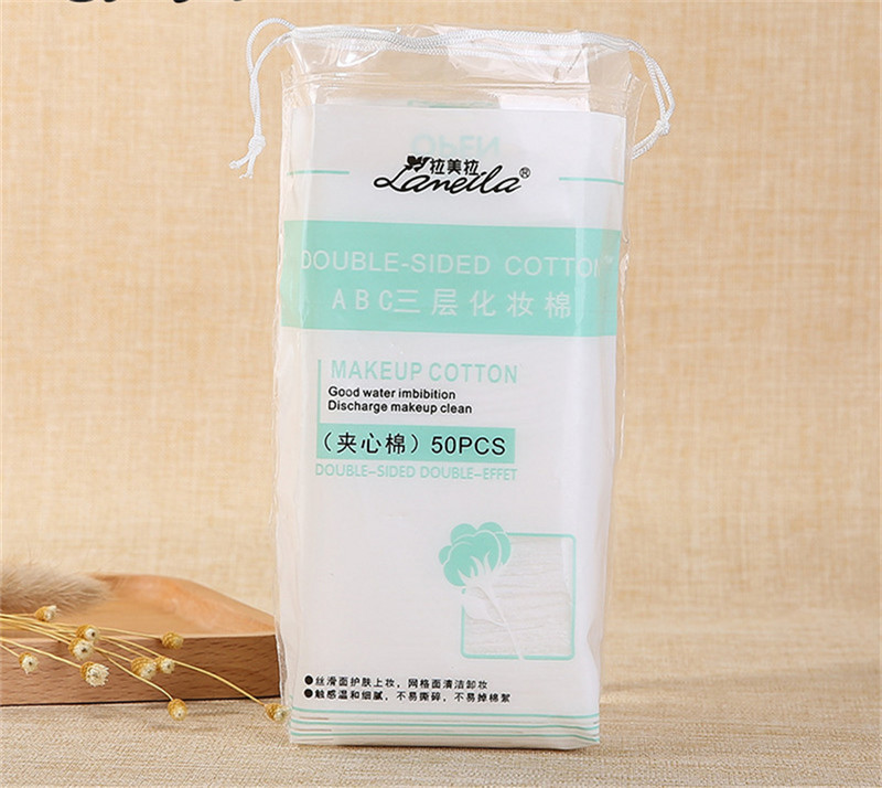 50 bucăți țesături nețesute Bumbac cosmetic îngroșat în pungă Demachiant 3 straturi Tampoane de unică folosință pentru curățarea feței E1015