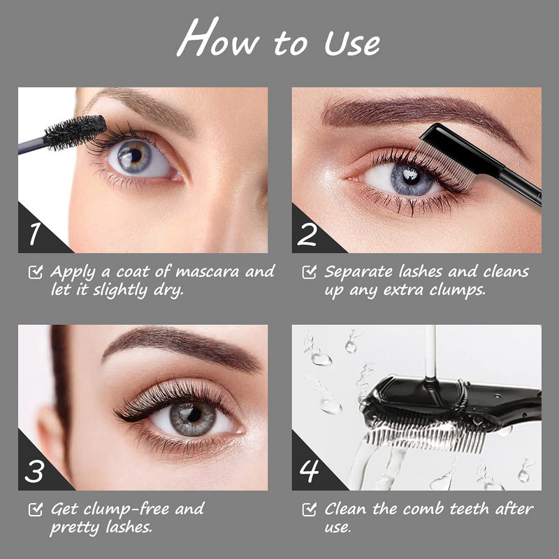 Skropstu ķemmes skropstu birstes atdalītājs - skropstu atdalītājs, aplauzējs grima skropstu tušas aplikators, skropstu kopšanas birstes metāla zobi