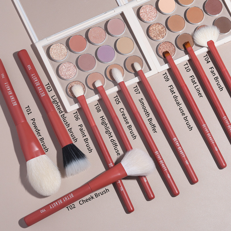 Roșu 1 bucată perie de machiaj o singură perie pudră fard de ochi Instrumente de machiaj profesional păr de capră păr sintetic BETHY BEAUTY