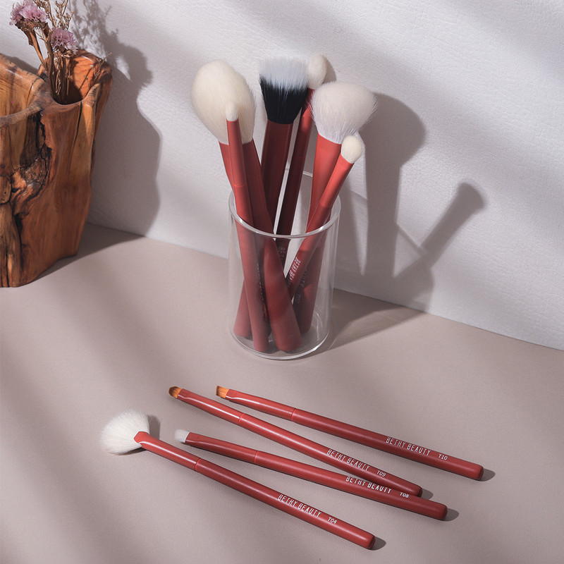 Roșu 1 bucată perie de machiaj o singură perie pudră fard de ochi Instrumente de machiaj profesional păr de capră păr sintetic BETHY BEAUTY