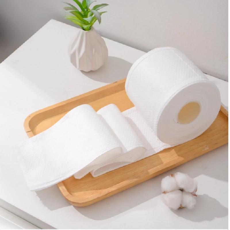 2 ролки еднократна кърпа за лице Мека плътна памучна почистваща кърпичка за лице Мокри сухи кърпички Препарат за премахване на грим Навиваща се кърпичка Грижа за кожата