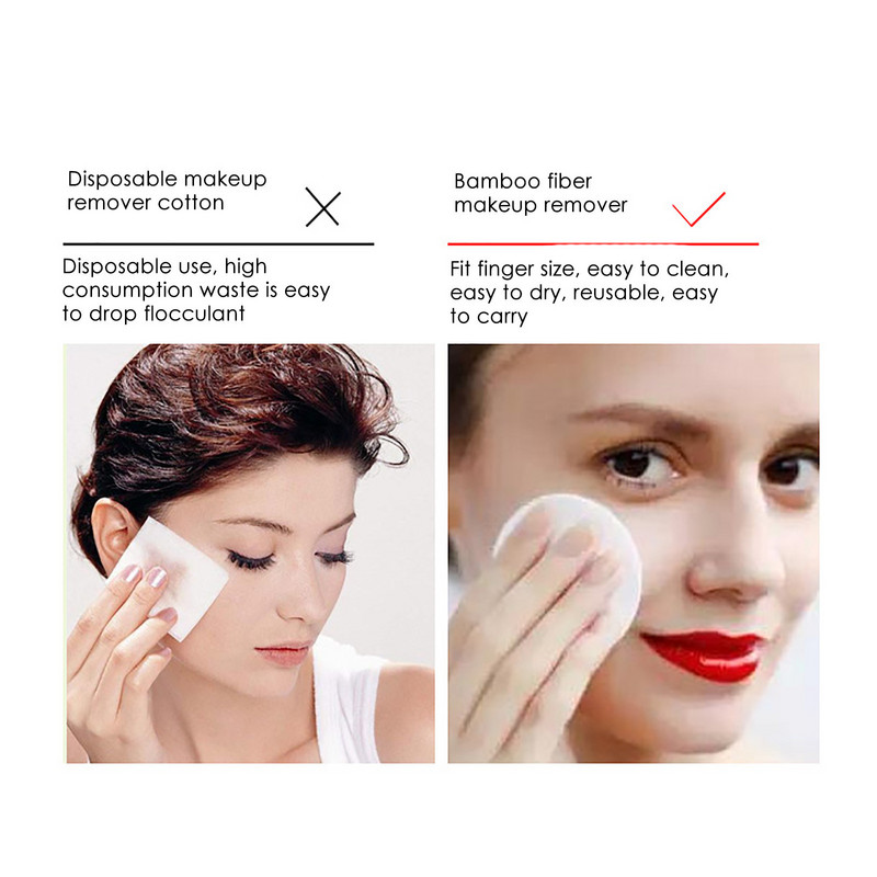 Machiaj din bumbac, lavabil, reutilizabil, rotund, fibră de bambus, demachiant, tampoane de bumbac, cârpă pentru a vă spăla fața, curățare.