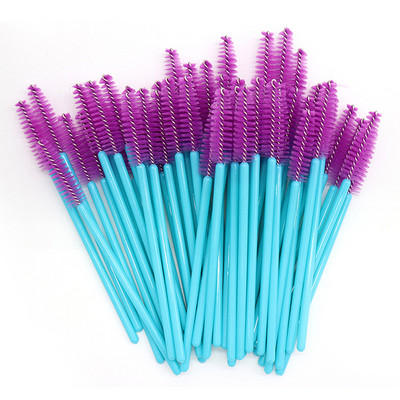 50 buc./pachet Micro perii pentru gene de unică folosință Aplicator de rimel Perii cu baghetă Pieptene pentru gene Perie Instrumente de machiaj Mâner auriu