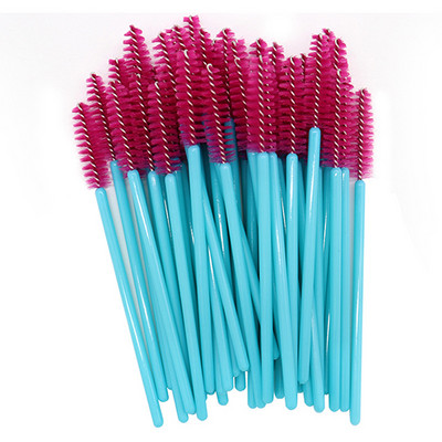 50 buc./pachet Micro perii pentru gene de unică folosință Aplicator de rimel Perii cu baghetă Pieptene pentru gene Perie Instrumente de machiaj Mâner auriu