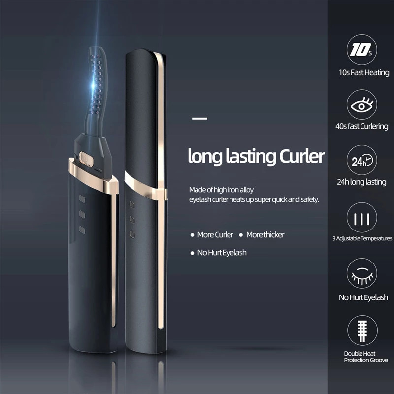 Elektrinis šildomas blakstienų rietiklis USB įkraunamas blakstienų rietiklis Greitai įkaistantis natūralus blakstienų rietiklis Ilgalaikis makiažas