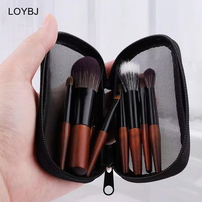 LOYBJ 9vnt Protable makiažo šepetėlių rinkinys Mini Cosmetic Brush Powder Foundation Blush Blooming Eyebrow Eyeshadow Blending Brush Kit