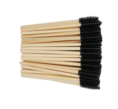 Practic, 50 de bucăți, mâner din bambus, perii pentru gene din silicon de unică folosință, extensie pentru sprâncene, baghete de rimel, aplicator, instrumente de machiaj pentru femei