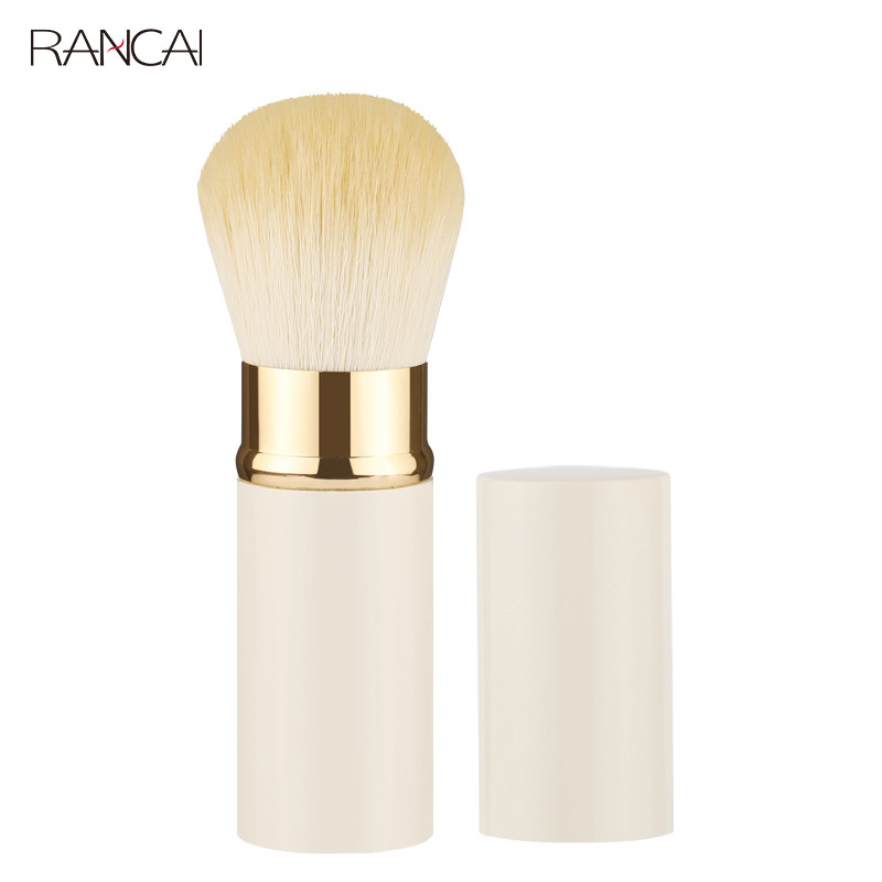 RANCAI 1 buc Perie retractabilă Kabuki, perie pentru fond de ten, perie, păr sintetic, bej, mini perie plată, instrumente cosmetice de machiaj