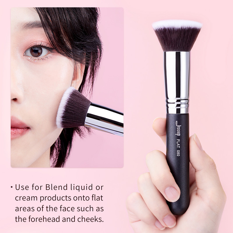 Pensule pentru fond de ten Jessup Pensule pentru machiaj pentru față Pudră Contour Concealer Blush Highlighter Flat Round Fluff pentru cremă lichidă