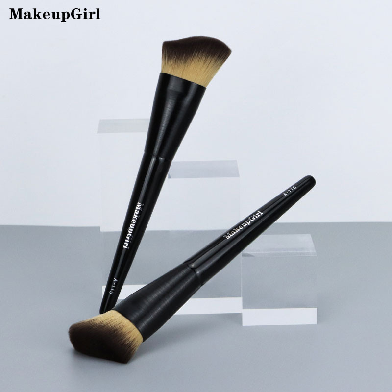 MakeupGirl Pensule negre de machiaj pentru față moale și pufoase Machiaj profesional din fibre sintetice de înaltă calitate Instrumente pentru perie pentru sculptarea părului
