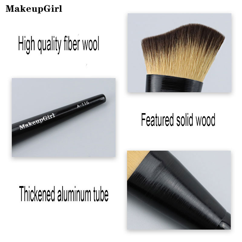 MakeupGirl Pensule negre de machiaj pentru față moale și pufoase Machiaj profesional din fibre sintetice de înaltă calitate Instrumente pentru perie pentru sculptarea părului