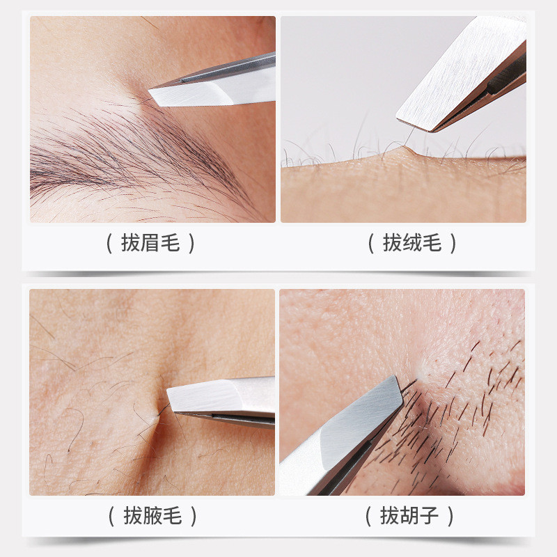 Pensetă pentru sprâncene Agrafe pentru sprâncene înclinate din oțel inoxidabil pentru îndepărtarea părului Instrumente de machiaj Extensie pentru gene Aplicare pentru pleoape duble