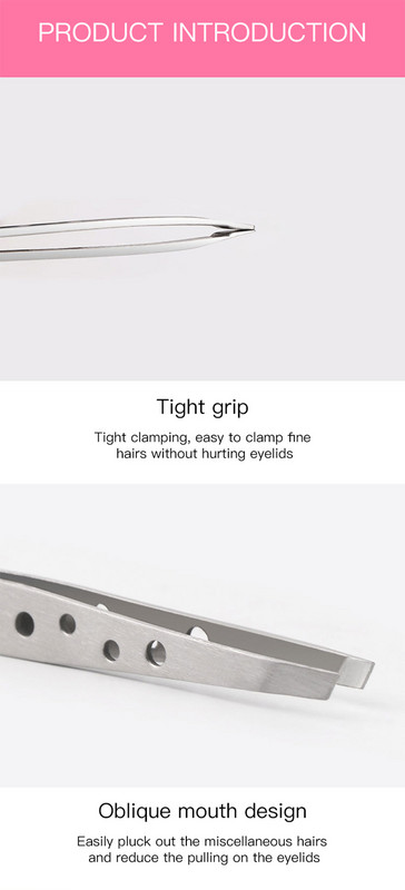 Bigudiuri pentru sprâncene din oțel inoxidabil pentru gene Autocolante pentru pleoape duble Machiaj Sprâncene Pensetă pentru gură oblică Clește pentru sprâncene ToolTSLM1