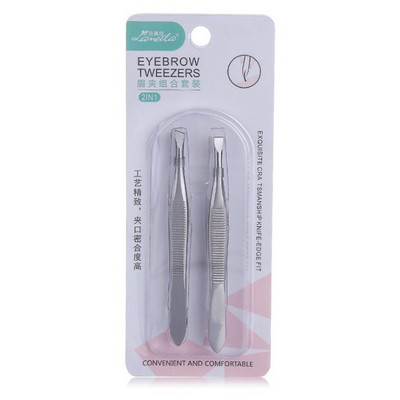 2 bucăți/set profesionale înclinate/plate din oțel inoxidabil pentru îndepărtarea părului clemă pentru îndepărtarea părului pentru sprâncene, pensete, instrumente pentru smulgerea sprâncenelor