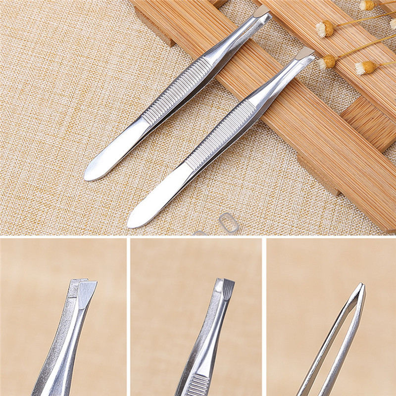 2 bucăți/set profesionale înclinate/plate din oțel inoxidabil pentru îndepărtarea părului clemă pentru îndepărtarea părului pentru sprâncene, pensete, instrumente pentru smulgerea sprâncenelor