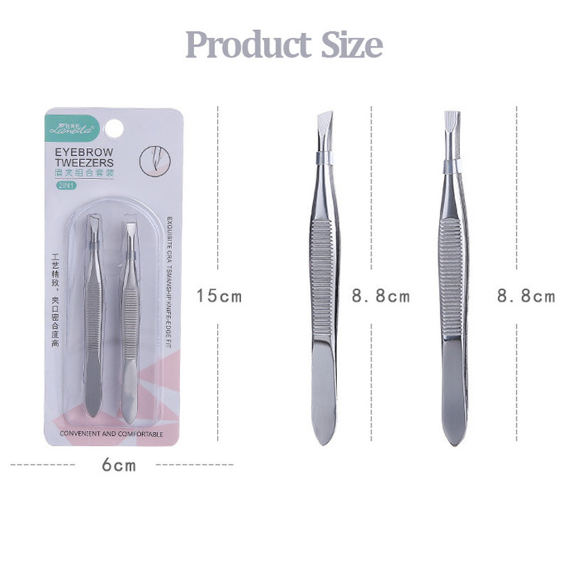 2 bucăți/set profesionale înclinate/plate din oțel inoxidabil pentru îndepărtarea părului clemă pentru îndepărtarea părului pentru sprâncene, pensete, instrumente pentru smulgerea sprâncenelor