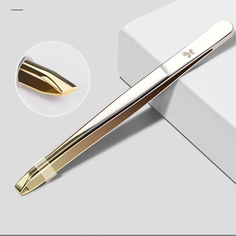 Pensetă multifuncțională din oțel inoxidabil cu vârf plat/înclinat Pensetă pentru sprâncene Instrument pentru îndepărtarea părului pentru față Instrument de machiaj pentru gene false Instrument pentru pensete