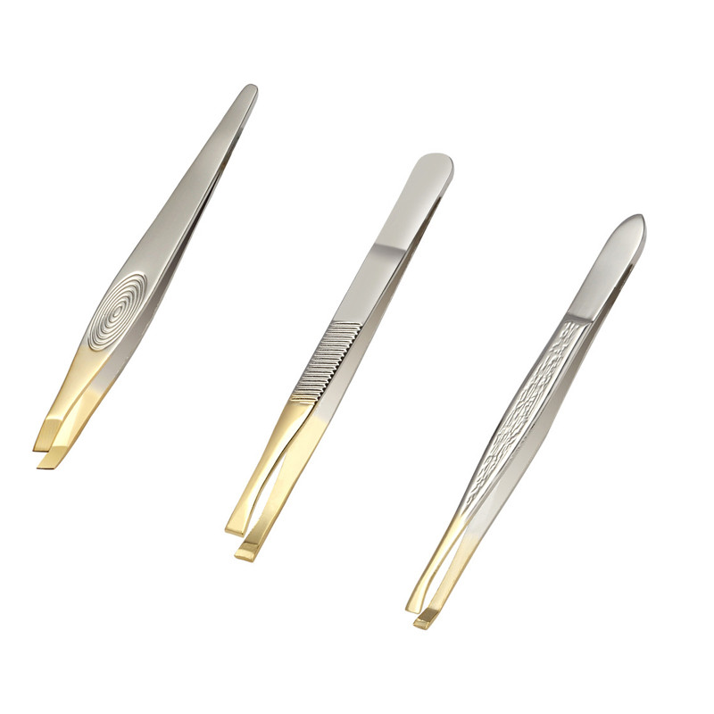 Antakių pincetas nerūdijančio plieno grožio segtukas įstrižos antgalio plokščio galiuko antakių pincetas, skirtas antakių kirpimui, veido plaukų šalinimo įrankiai