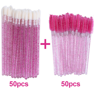 100 τεμ. Micro Lip Brushes Μίας χρήσης Ραβδί μάσκαρα βλεφαρίδων 2 σε 1 πακέτο Πώληση Glitter βαμβακερή μπατονέτα Εργαλεία μακιγιάζ Beauty Applicators