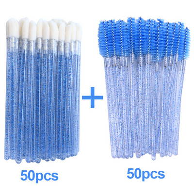 100 τεμ. Micro Lip Brushes Μίας χρήσης Ραβδί μάσκαρα βλεφαρίδων 2 σε 1 πακέτο Πώληση Glitter βαμβακερή μπατονέτα Εργαλεία μακιγιάζ Beauty Applicators