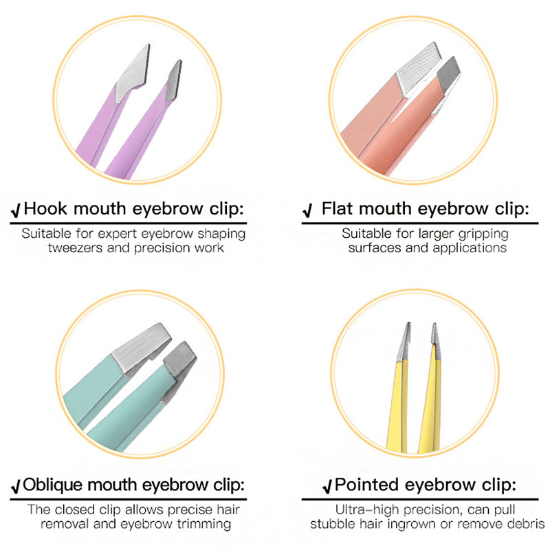 Pensete pentru îndepărtarea părului Set pensete pentru sprâncene Vârf plat/Vârf înclinat/Vârf punct/Vârf oblic Pensete pentru îndepărtarea părului pentru ochi