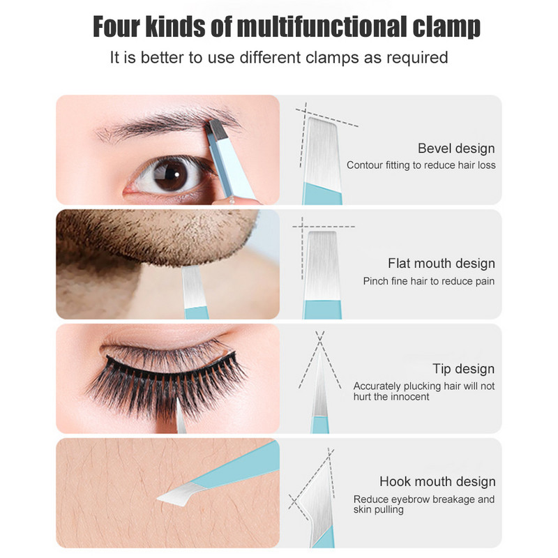 Pensetă pentru sprâncene Pensetă pentru agrafă pentru sprâncene din oțel inoxidabil Dispozitiv de smulgere fină pentru barbă Instrumente de reparație la domiciliu pentru îndepărtarea părului facial rătăcit