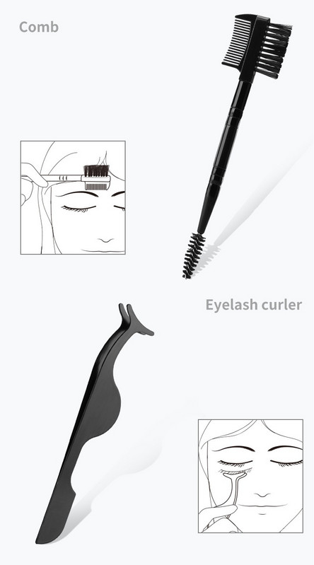 Kit pentru sprâncene cu ondulator de gene 5 buc, pensetă pentru gene și perie pentru sprâncene pentru femei