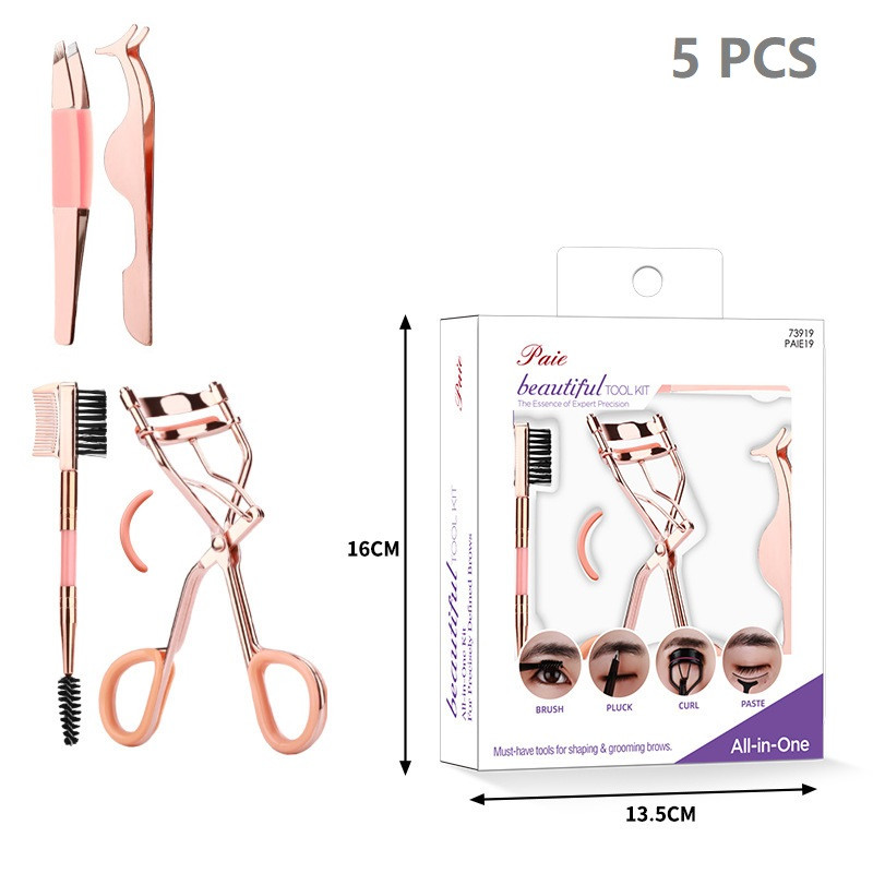 Kit pentru sprâncene cu ondulator de gene 5 buc, pensetă pentru gene și perie pentru sprâncene pentru femei