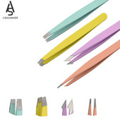 Pensetă pentru îndepărtarea părului Pensă pentru sprâncene Oțel inoxidabil Extractoare de păr Agrafe pentru rânduri Roz Violet Înclinat vârf plat Instrument profesional de machiaj