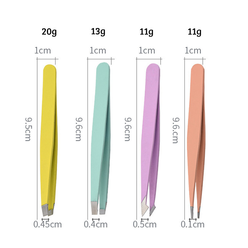 Pensetă pentru îndepărtarea părului Pensă pentru sprâncene Oțel inoxidabil Extractoare de păr Agrafe pentru rânduri Roz Violet Înclinat vârf plat Instrument profesional de machiaj