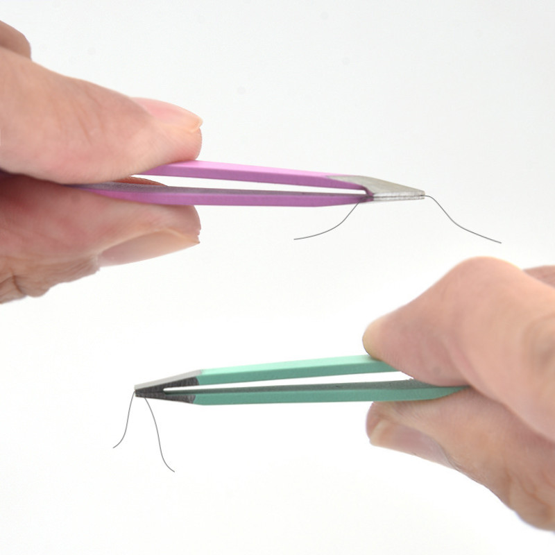 Pensetă pentru îndepărtarea părului Pensă pentru sprâncene Oțel inoxidabil Extractoare de păr Agrafe pentru rânduri Roz Violet Înclinat vârf plat Instrument profesional de machiaj