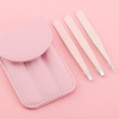 3 buc. Pensete profesionale pentru sprancene Vârf cu vârf din oțel inoxidabil/Vârf înclinat/Vârf plat Instrument de machiaj pentru îndepărtarea părului Pincet Professionel