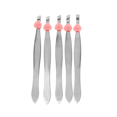 5 buc./pachet Pensetă pentru sprâncene Vârfuri profesionale din oțel inoxidabil pentru îndepărtarea părului Pensetă Unelte pentru tăietor 8,7 cm Instrumente de machiaj argintiu