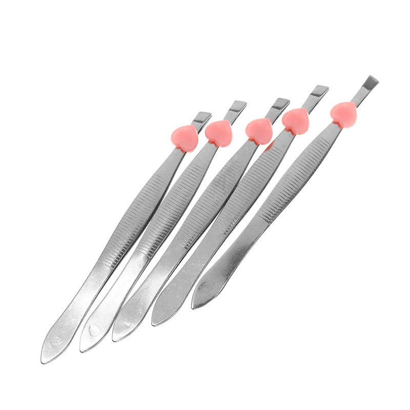 5 buc./pachet Pensetă pentru sprâncene Vârfuri profesionale din oțel inoxidabil pentru îndepărtarea părului Pensetă Unelte pentru tăietor 8,7 cm Instrumente de machiaj argintiu