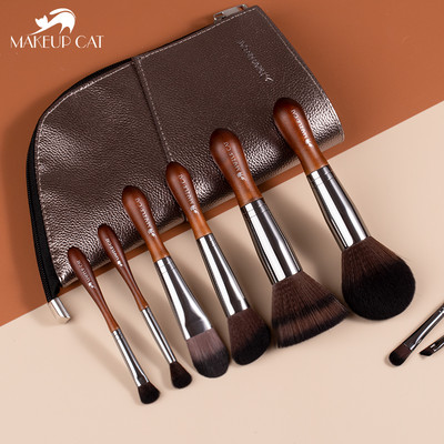 Pensule cosmetice pentru pisici de machiaj-2022New Portable 10bucs set de pensule de machiaj cu mâner scurt-Unelte de machiaj pentru păr moale-Pixuri pentru frumusețe pentru față și ochi