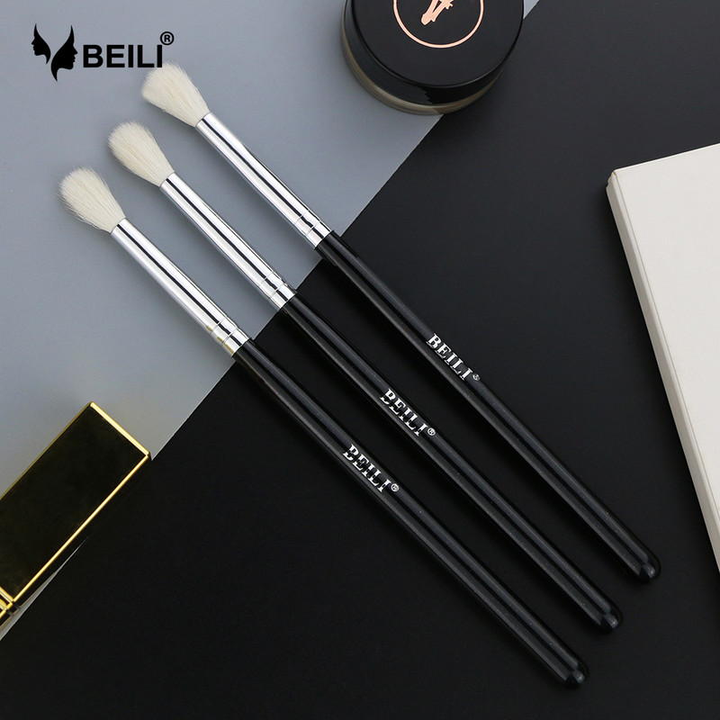 BEILI #224 Természetes kecskeszőr szemhéjpúder smink ecset Small Eye Blending 1 részes sminkecset csillogó fekete nyéllel