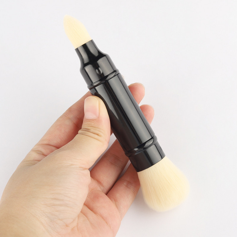 Pensule de machiaj cu două capete Pensule de machiaj portabile retractabile pentru fard pentru față pudră pentru fond de ten